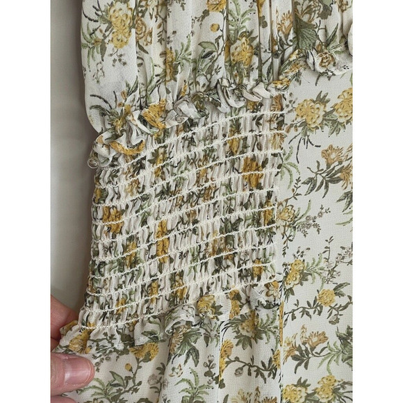 Max Studio Chiffon Ruffle Smocking Maxi Dress Women's Sz M Cottage Prairie Fairy - Picture 8 of 16